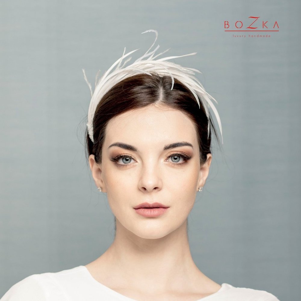 Bridal ivory feather headband